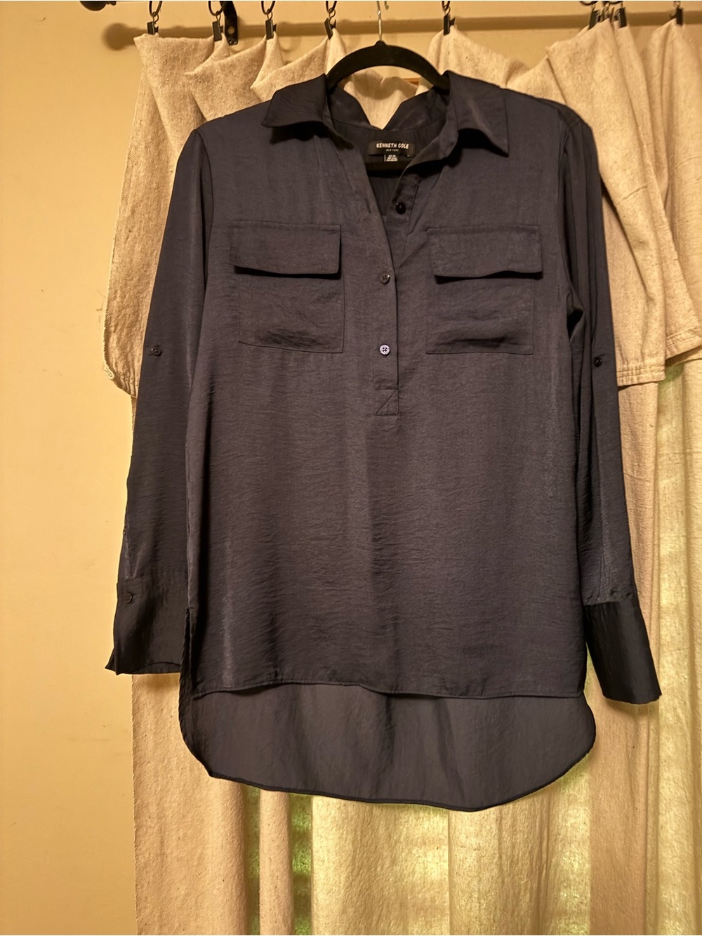 Kenneth Cole Navy Blue Long-Sleeve Utility Tunic XS